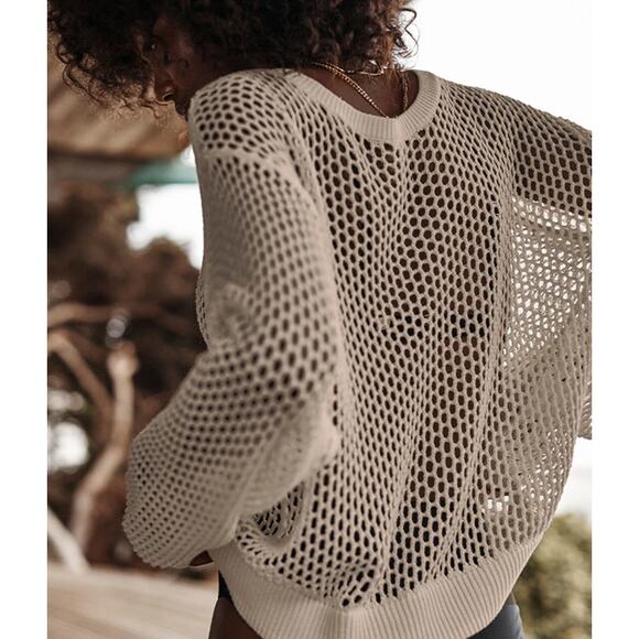 Summersalt The Fishnet Crew Neck Open-Knit Cover Up Swimwear White XS - Picture 2 of 8